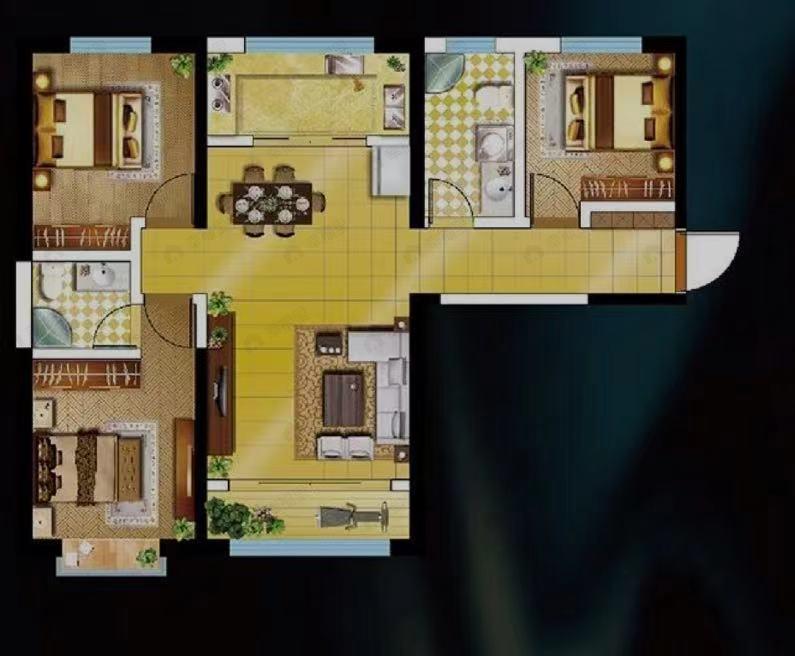 牡丹小镇3室2厅2卫户型图