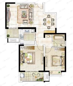 白云兴庆御苑2室2厅1卫户型图