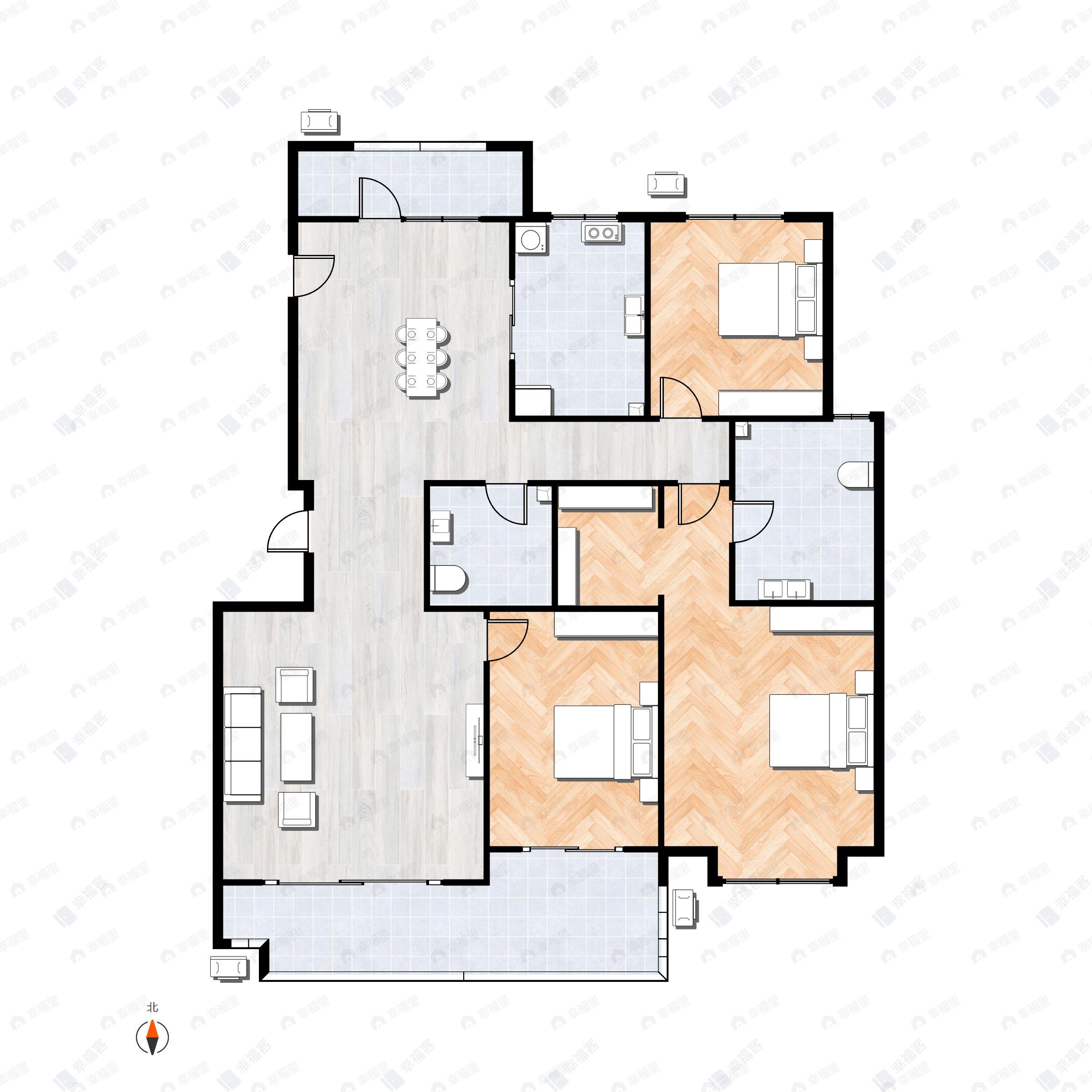 3室2厅2卫建面170平户型图