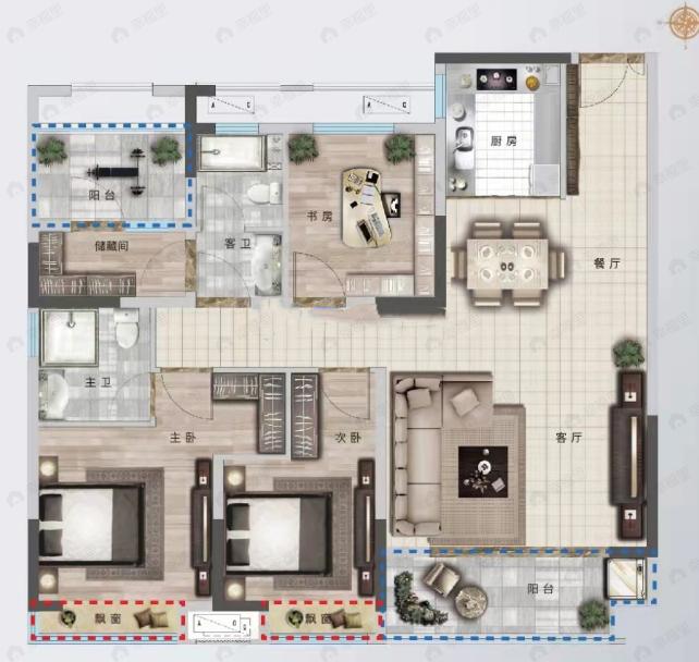正昌·翰林府4室2厅2卫户型图