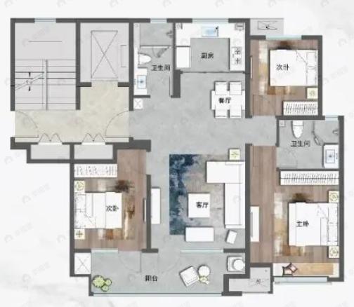 海信花街小镇3室2厅2卫户型图