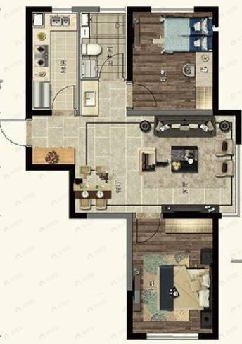 民安海逸康城2室2厅1卫户型图