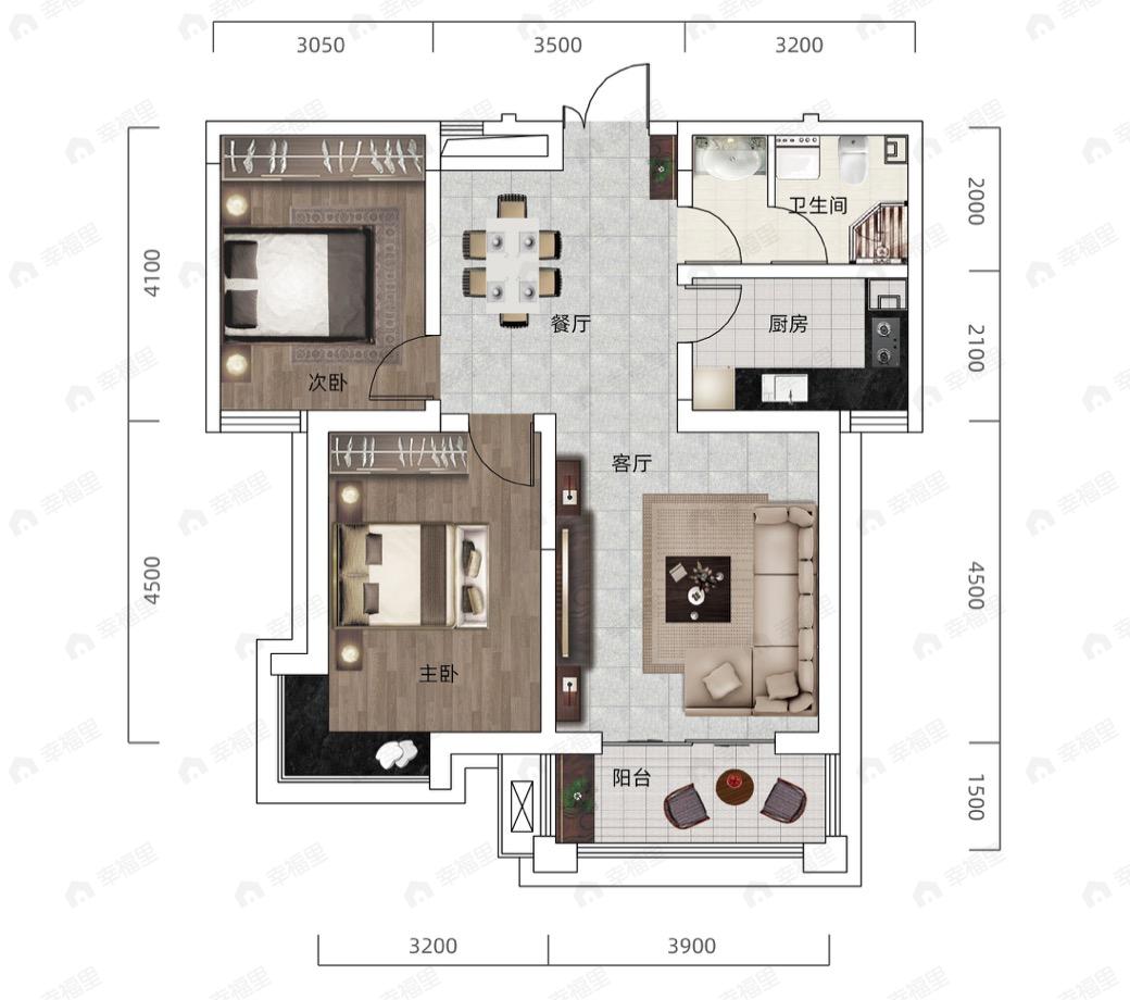 盛世和平居2室2厅1卫户型图