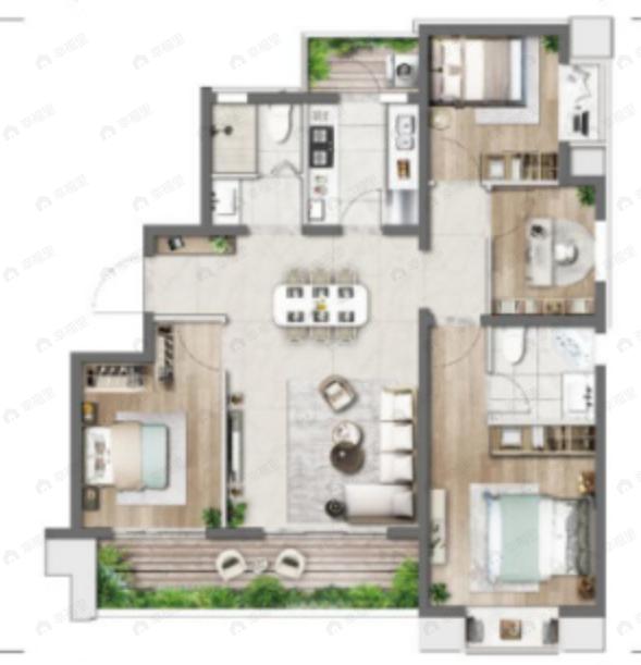 首创誉华洲4室2厅2卫户型图