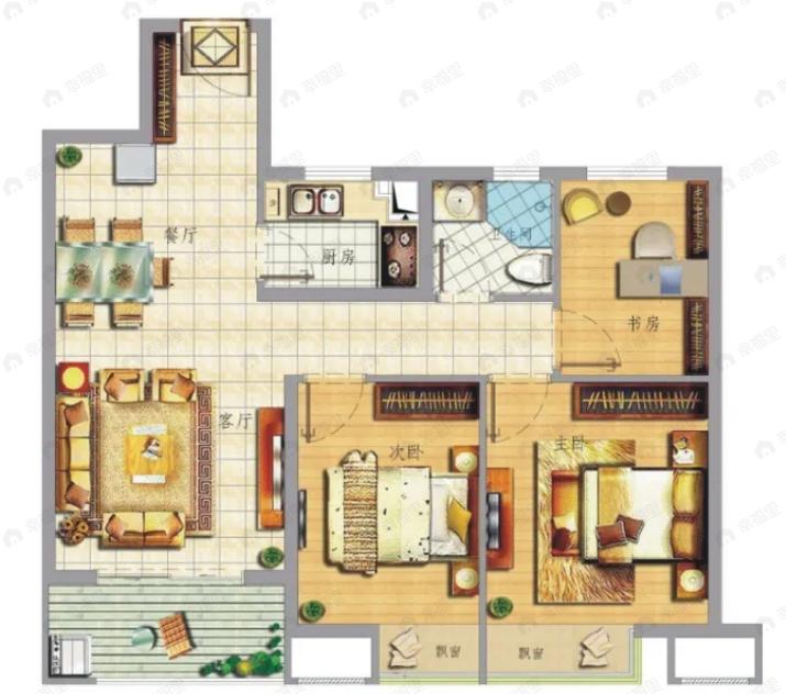 润永通悦港城3室2厅1卫户型图