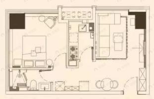 高新尊贵壹方1室1厅1卫户型图