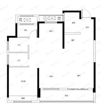 4室2厅2卫建面121平南户型图