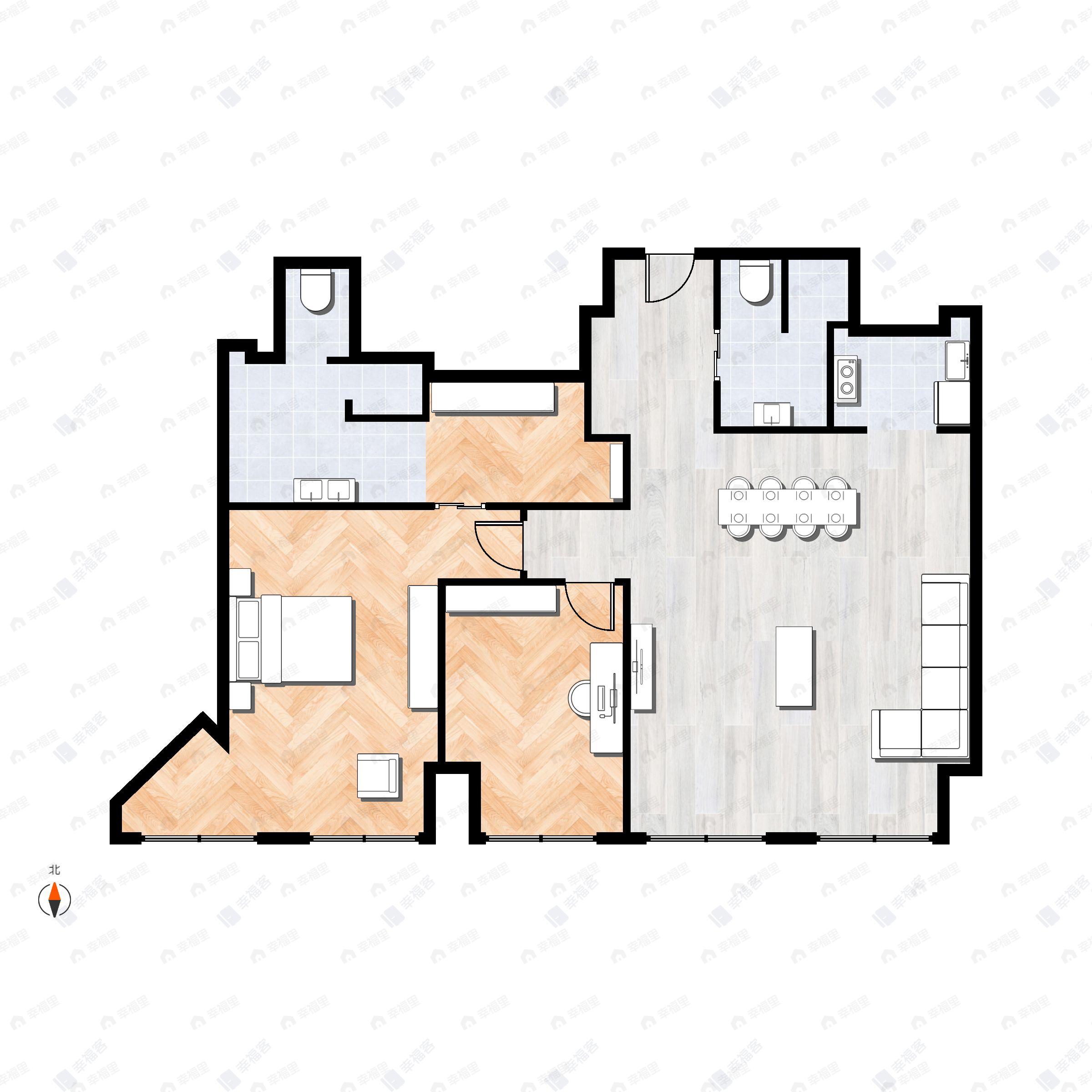 1室1厅2卫建面188平南户型图
