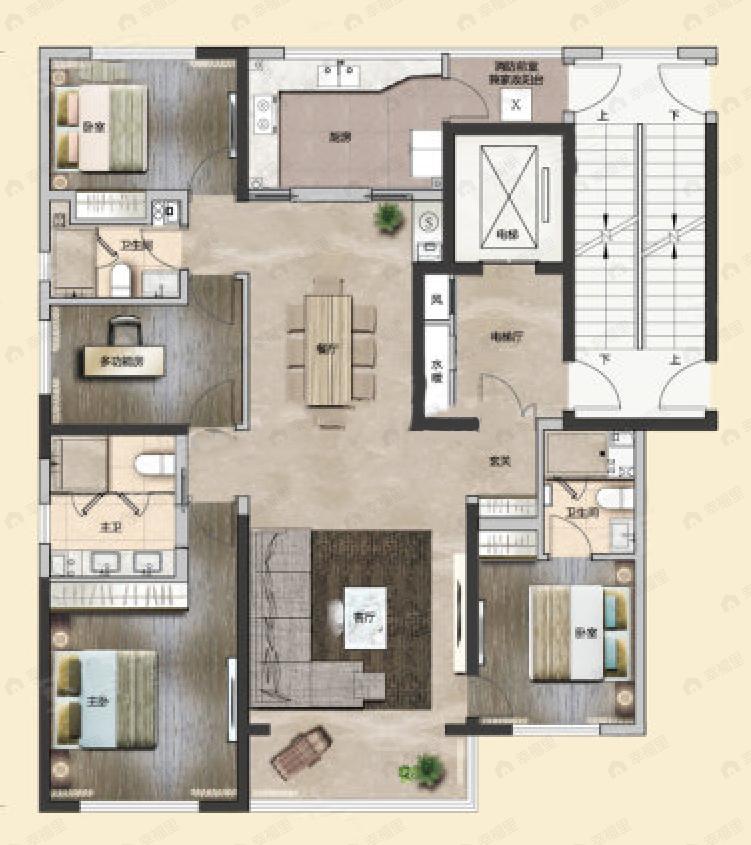 格林玫瑰湾4室2厅3卫户型图