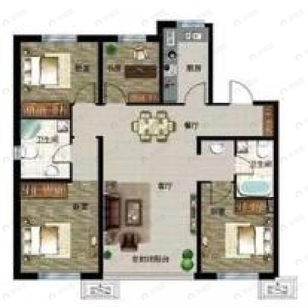 华沃滨河湾4室2厅2卫户型图