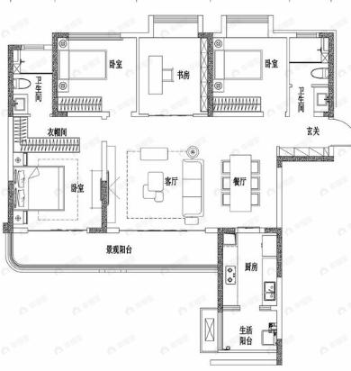 深业东樾府4室2厅2卫户型图