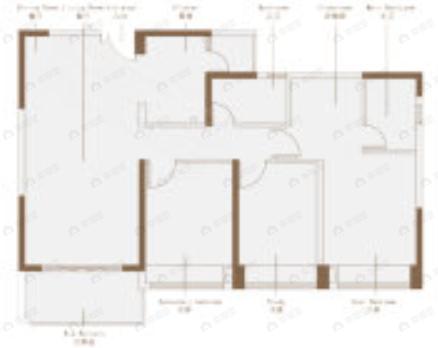 3室2厅2卫建面125m²南户型图