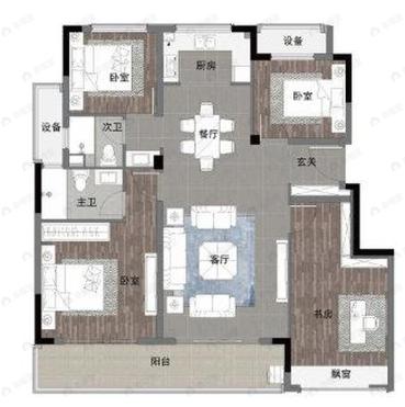 翡翠城品4室2厅2卫户型图