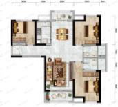 汉水新城中法印象3室2厅2卫户型图