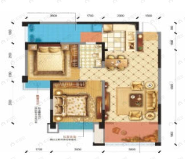 嘉和世纪城2室2厅1卫户型图