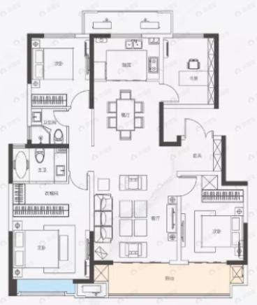 合创君悦府(西咸新区)4室2厅2卫户型图