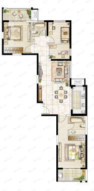 白云兴庆御苑3室2厅2卫户型图