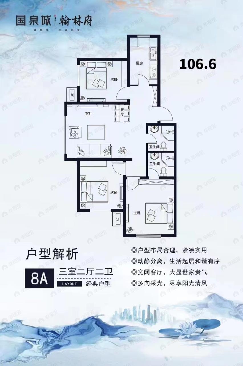 国泉城•翰林府3室2厅2卫户型图