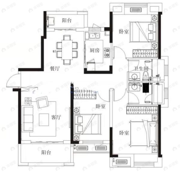 兰江公园里3室2厅2卫户型图