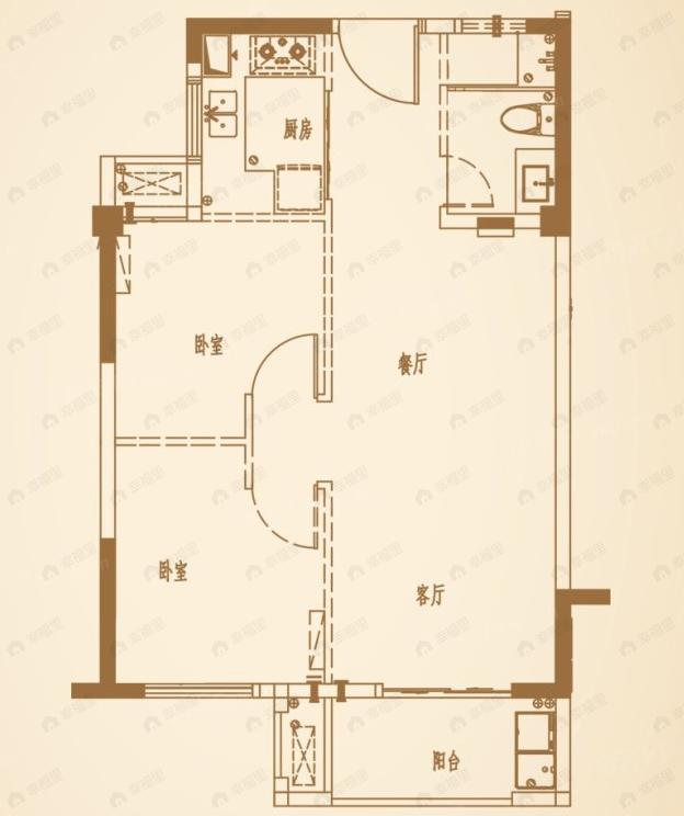 正祥贵里香园2室2厅1卫户型图