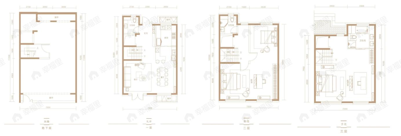 3室2厅3卫建面295平户型图