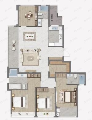东厦滨江上品4室2厅3卫户型图