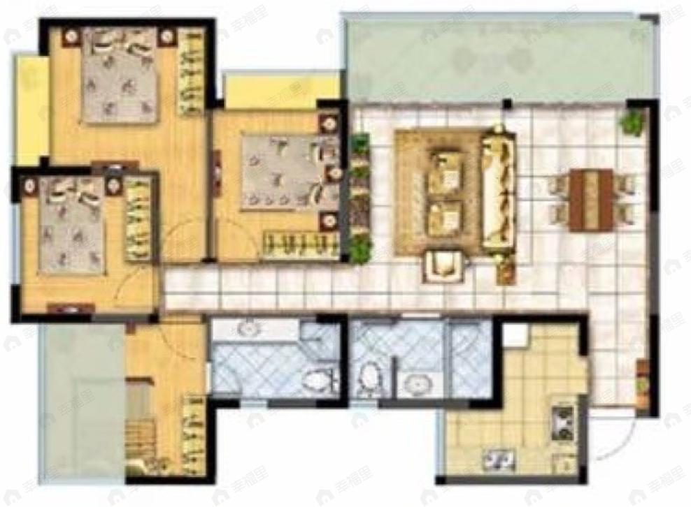 格林城市花园4室2厅2卫户型图