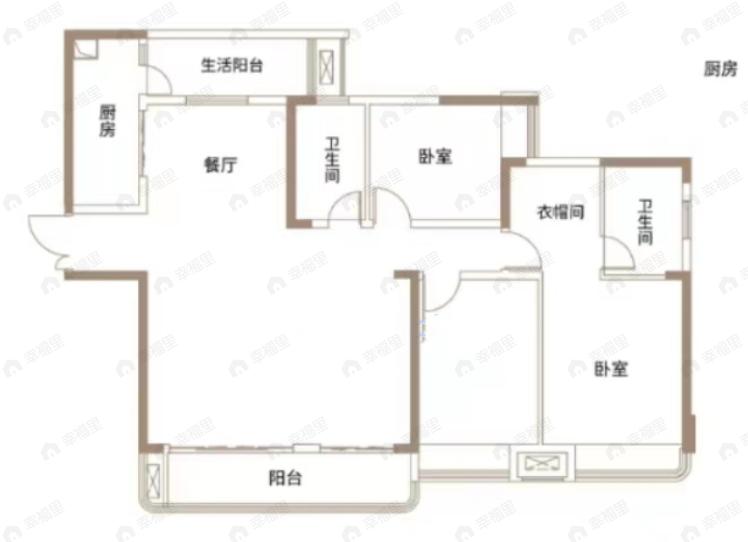 星悦北恒紫云3室2厅2卫户型图