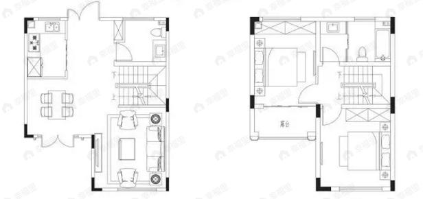 景瑞天赋半岛2室2厅2卫户型图