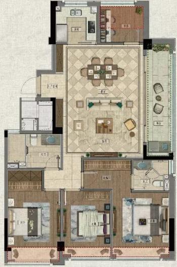奥城望4室2厅2卫户型图