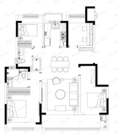 雅樾澜庭4室2厅2卫户型图