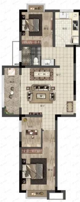 荣景苑3室2厅1卫户型图