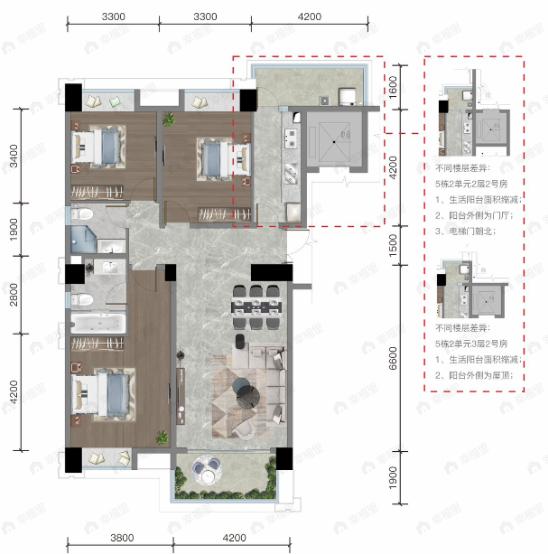 中环TOD十里风和3室2厅2卫户型图