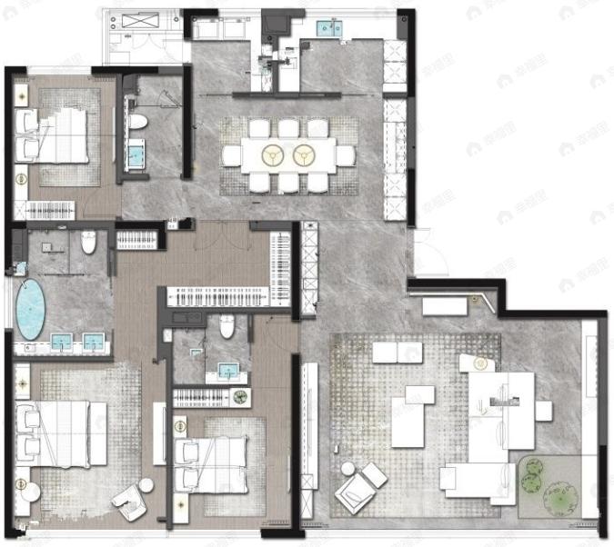 荣民壹号3室2厅3卫户型图