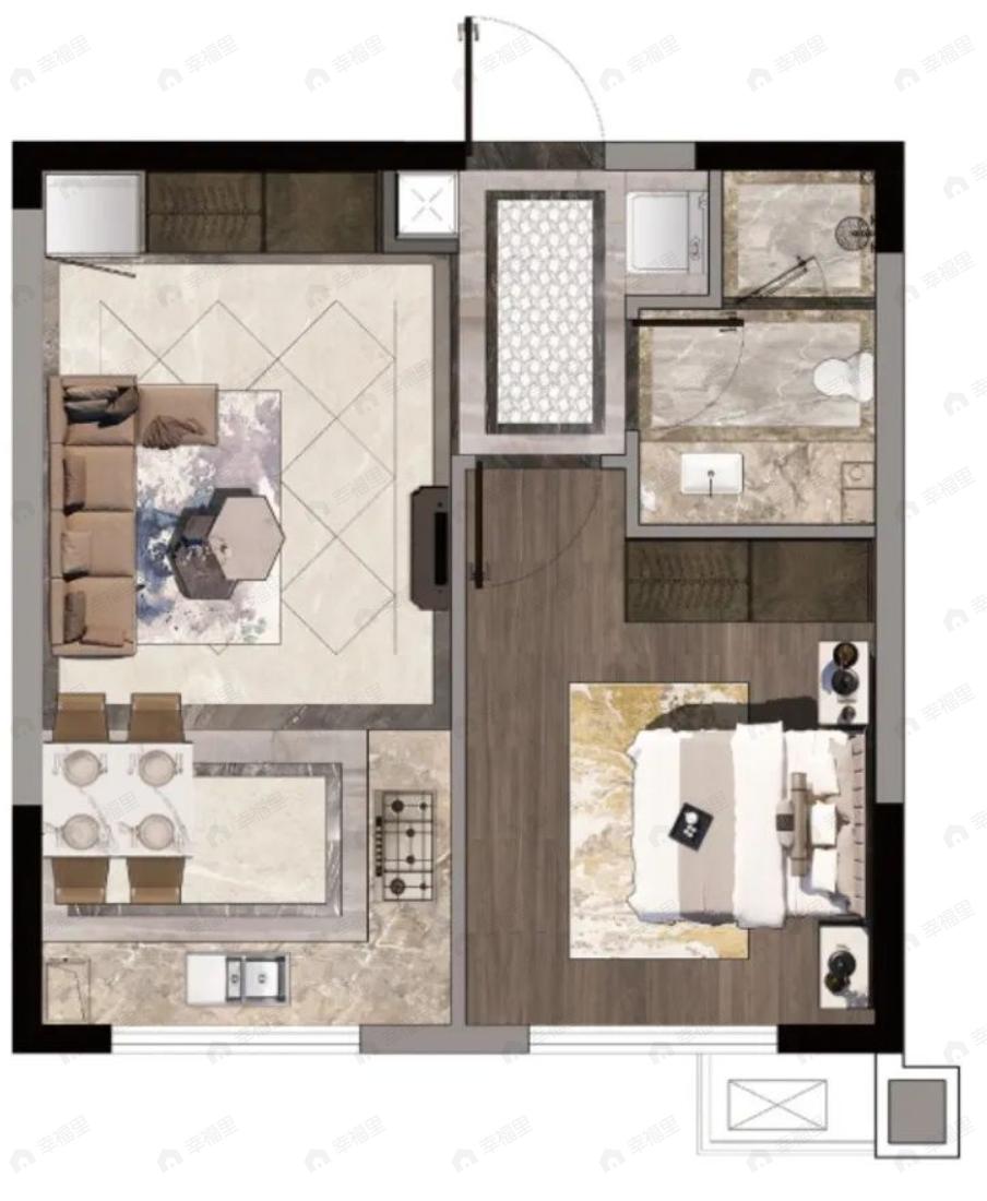 月伴湾1室1厅1卫户型图