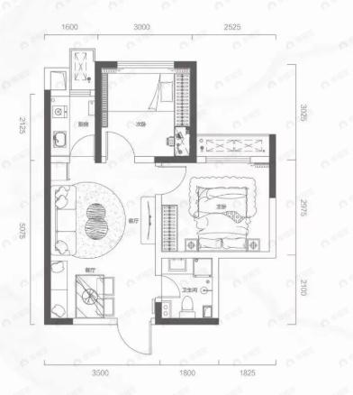 新兴熙园2室2厅1卫户型图