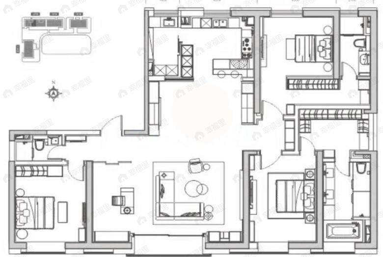 万瑞府3室2厅3卫户型图