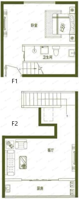 翠湖院子1室1厅1卫户型图