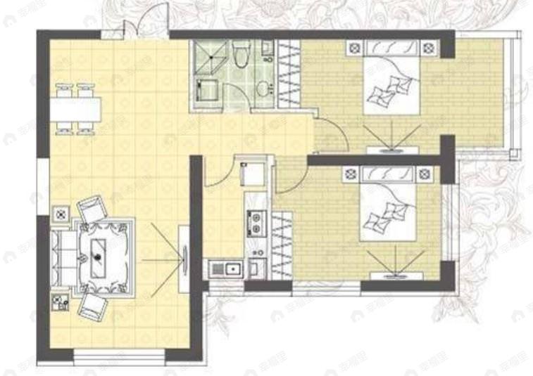 长岛壹号2室1厅1卫户型图