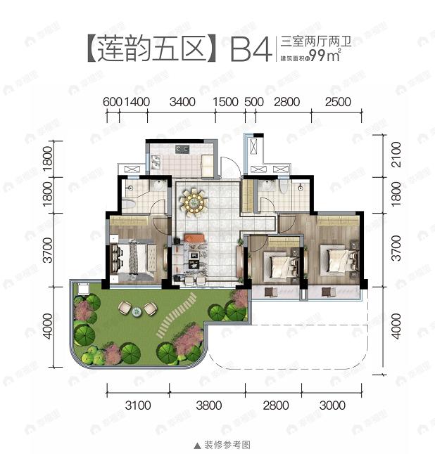遂宁金融商业中心3室2厅2卫户型图
