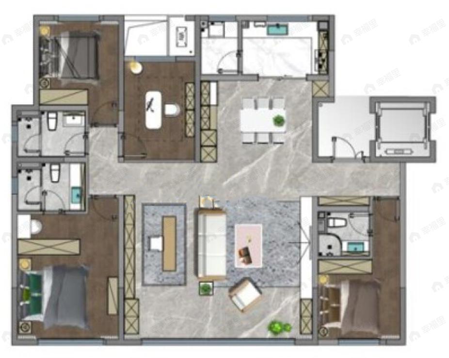 悦达电建玖玺台4室2厅3卫户型图