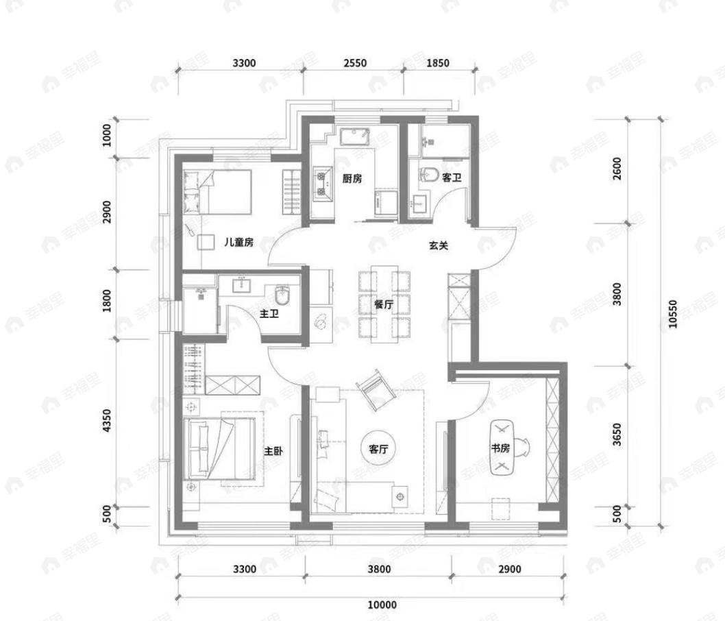 金茂长安悦3室2厅2卫户型图