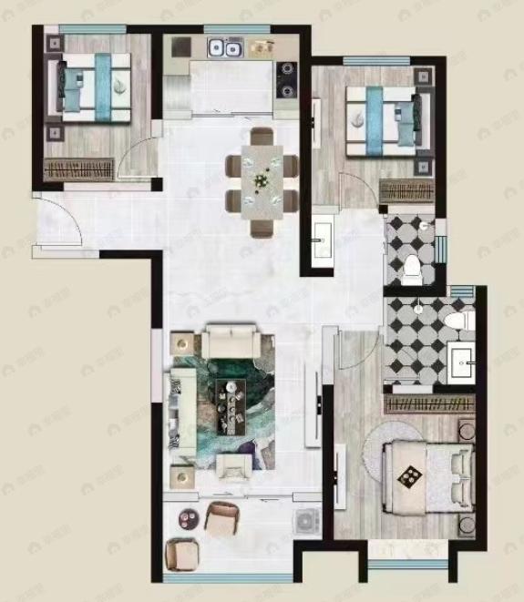 忆江南3室2厅2卫户型图