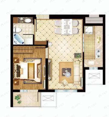 白石山居茂华园1室2厅1卫户型图