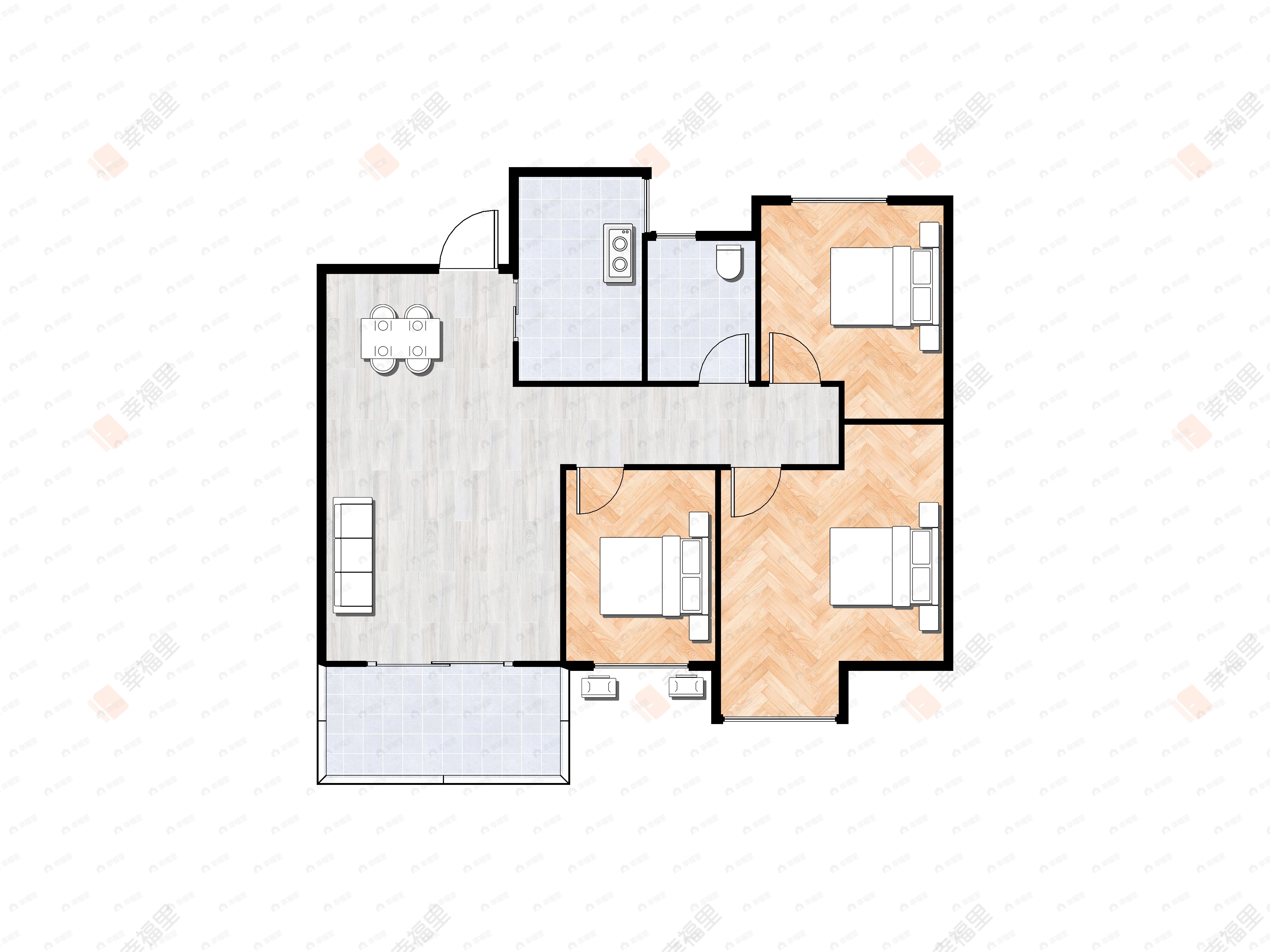 嘉园蓝湖九郡3室2厅1卫户型图