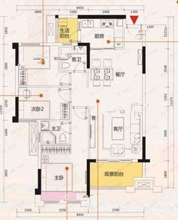 钰海佳园3室2厅2卫户型图