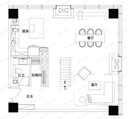国采中心2室2厅2卫户型图