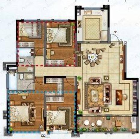 滇池俊府4室2厅2卫户型图