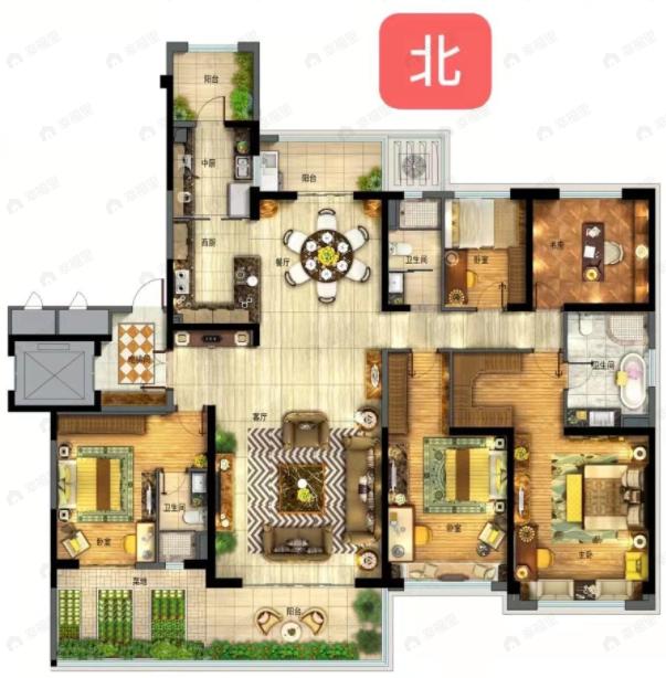 碧桂园香湖湾1号5室2厅3卫户型图