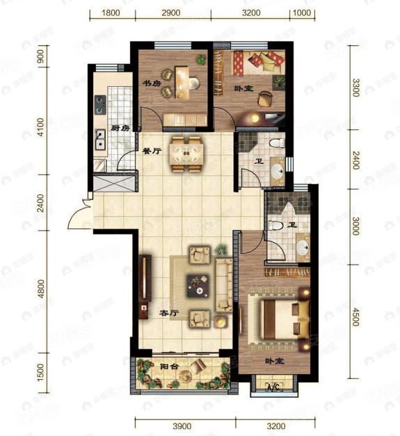 嘉禾名都3室2厅2卫户型图